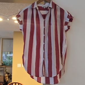 Madewell Red and White Striped Cotton Top - Small